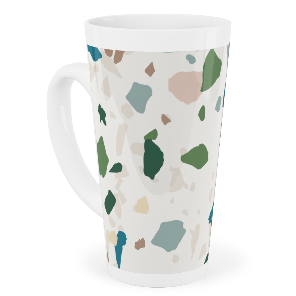 Terrazzo - Green on Cream Tall Latte Mug, 17oz, Green