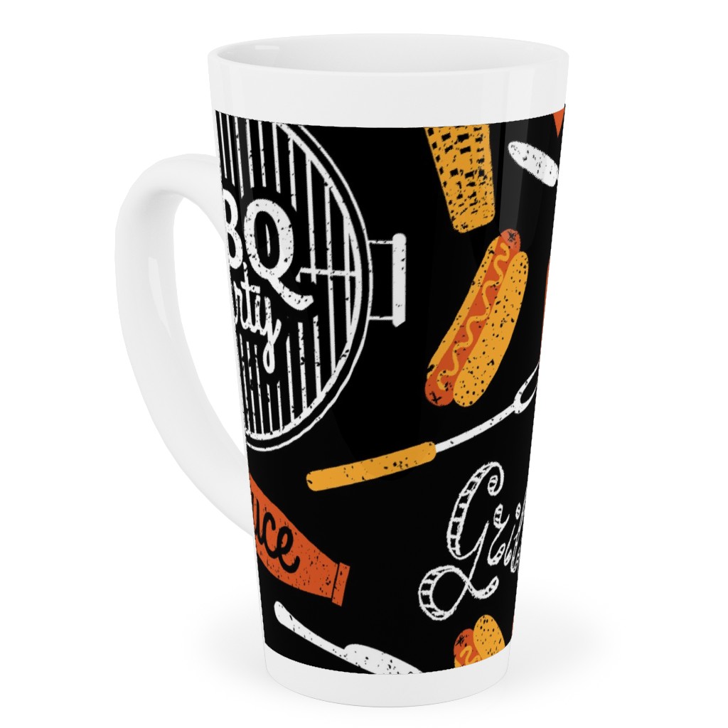 Bbq - Dark Tall Latte Mug, 17oz, Black, Black