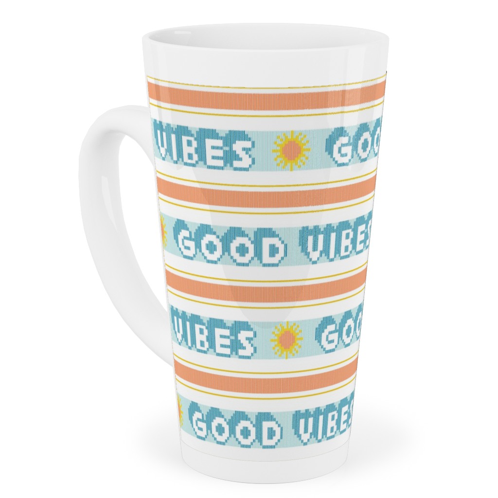 Good Vibes Vintage Typography Tall Latte Mug, 17oz, Orange