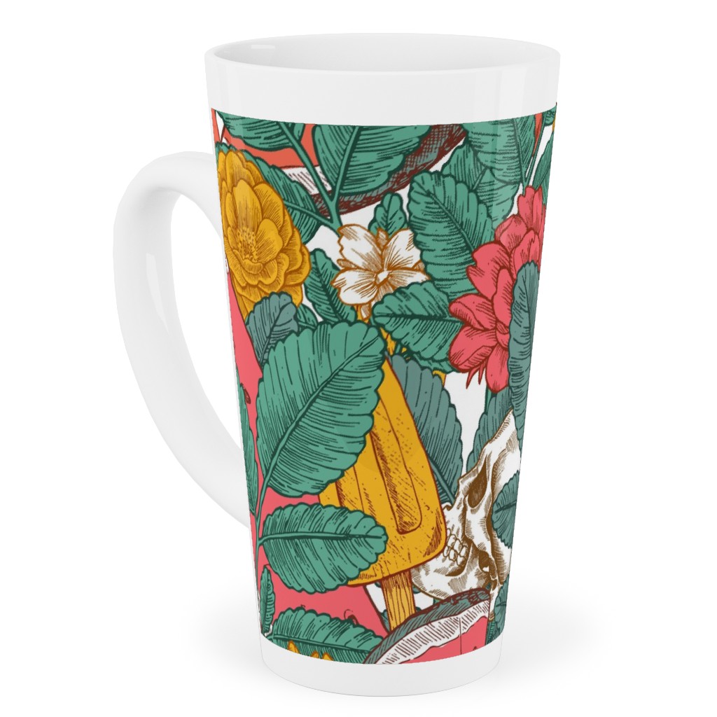 Summer Skull - Multi Tall Latte Mug, 17oz, Green, Classic Green