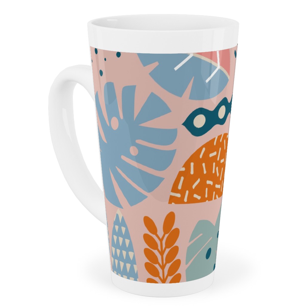 Retro Tropical Pattern Tall Latte Mug, 17oz, Multicolor