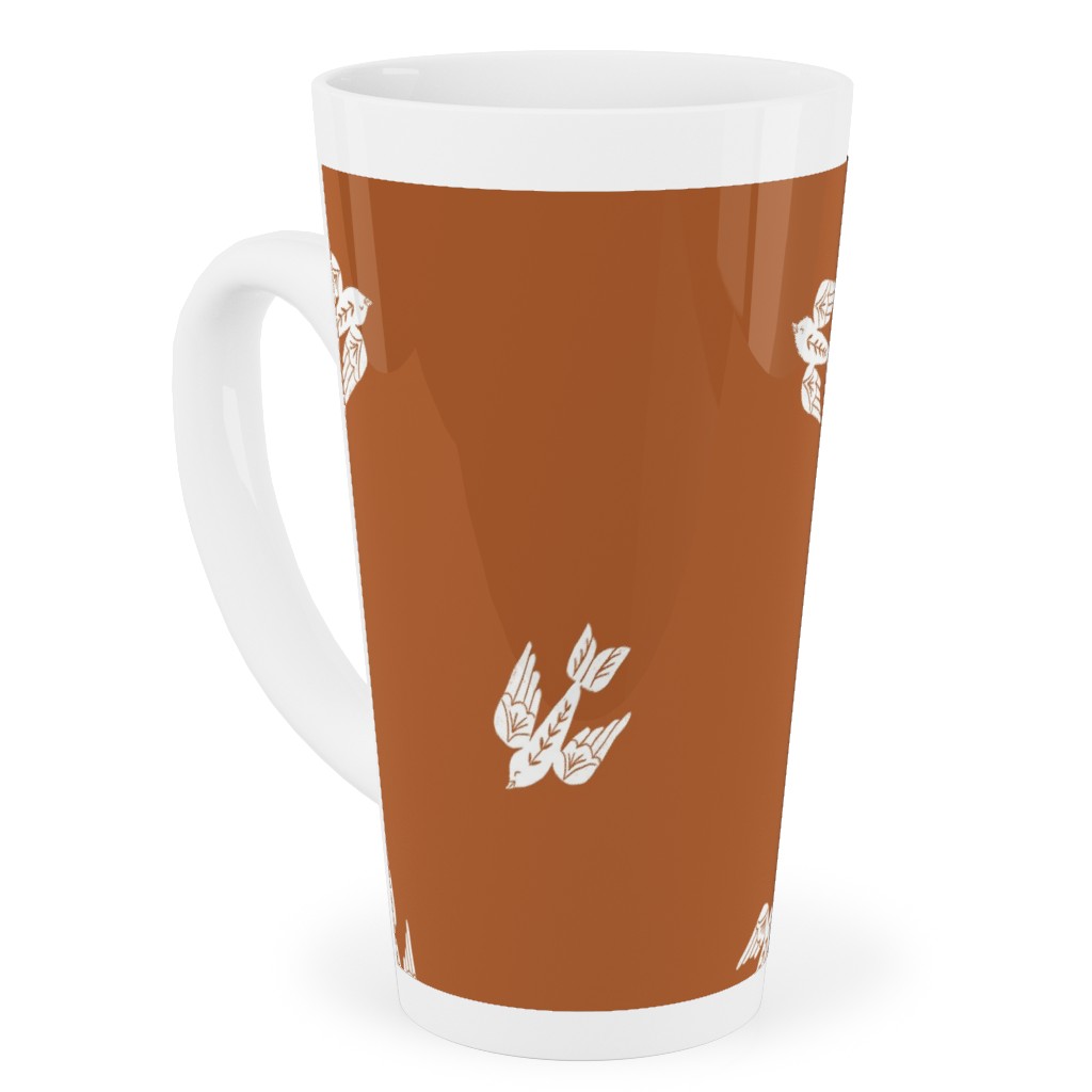 Bird Folk - Rust Tall Latte Mug, 17oz, Orange