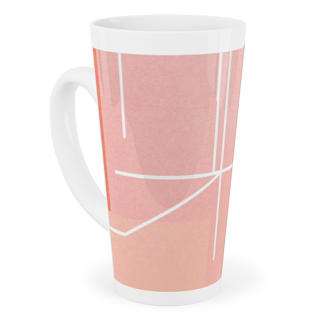 Midcentury Abstract Tall Latte Mug, 17oz, Multicolor