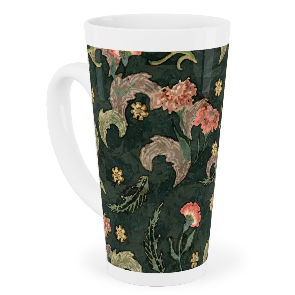 Victorian Floral - Enchanted Forest Tall Latte Mug, 17oz, Green, Classic Green
