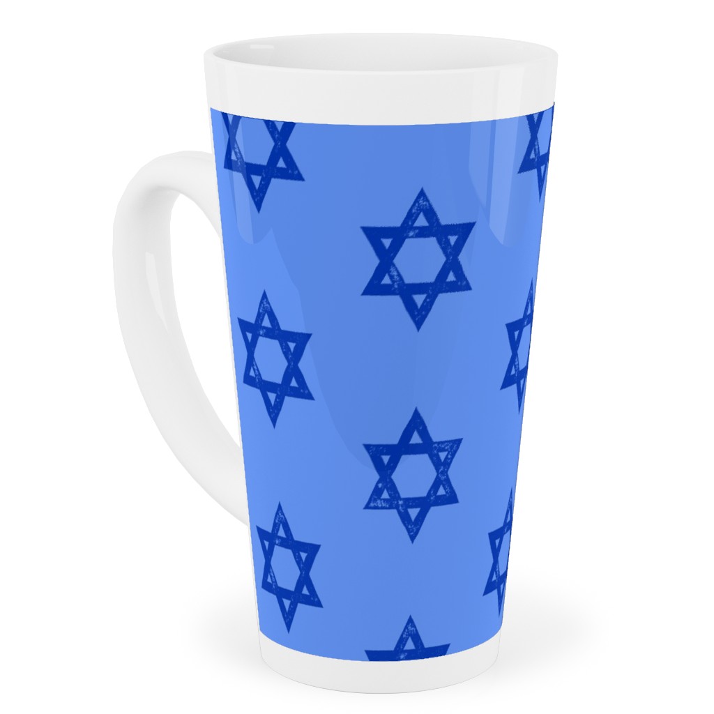 Star of David - Blue Tall Latte Mug, 17oz, Blue