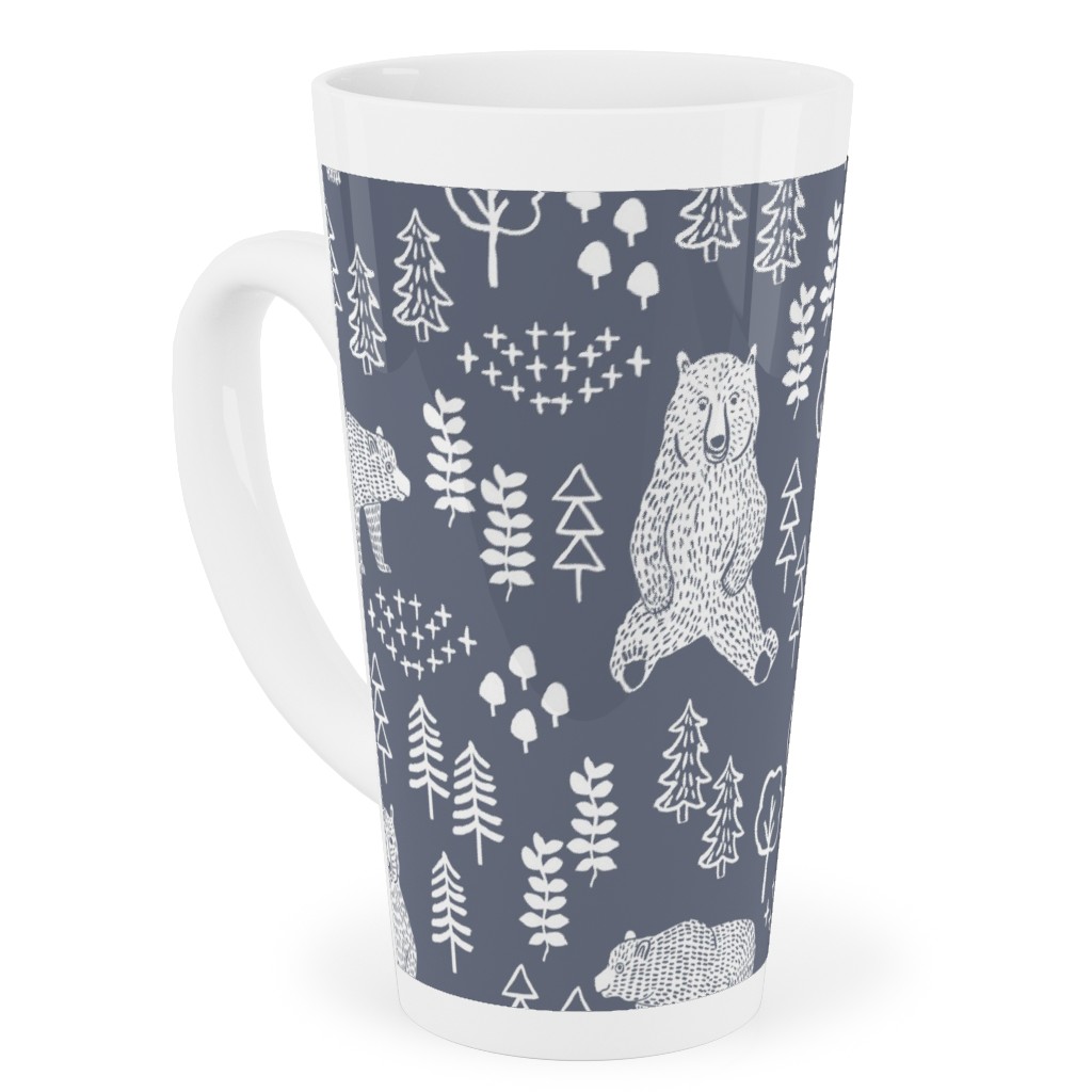 Woodland Bear Tall Latte Mug, 17oz, Gray, Gray
