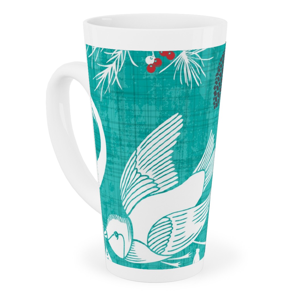 Merry Forest Tall Latte Mug, 17oz, Blue, Aqua