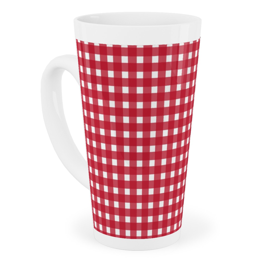 Classic Gingham - Red Tall Latte Mug, 17oz, Red, Red