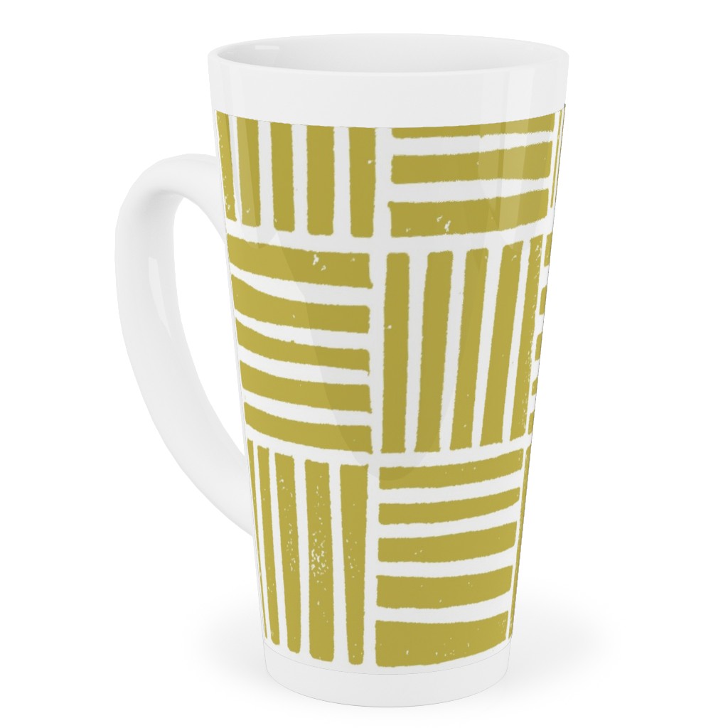 Thatch Stripe Grid - Yellow Tall Latte Mug, 17oz, Yellow