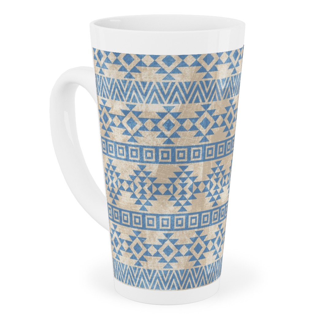 Modern Desert - Geometric Tall Latte Mug, 17oz, Blue