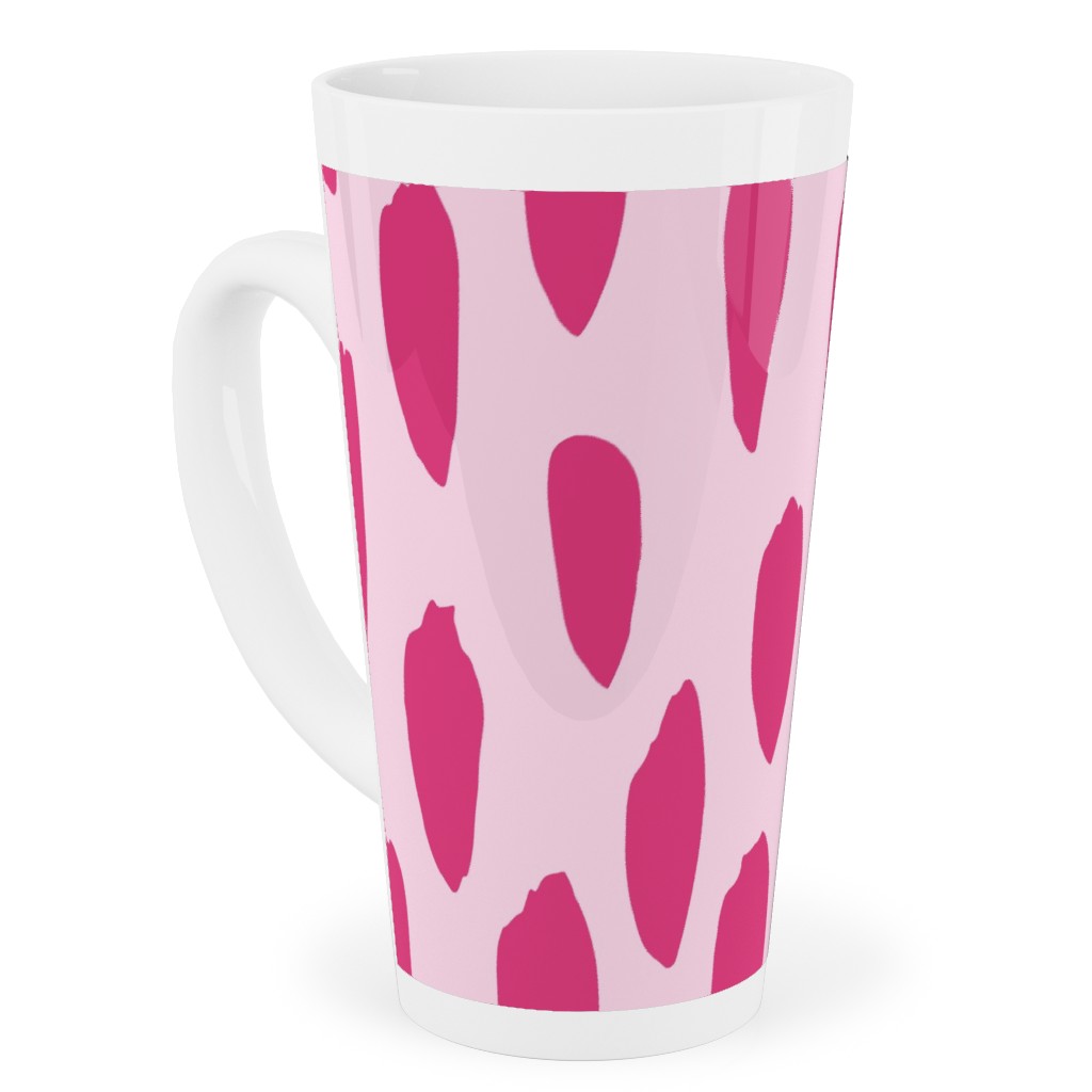 Brushstrokes - Fuchsia and Light Pink Tall Latte Mug, 17oz, Pink