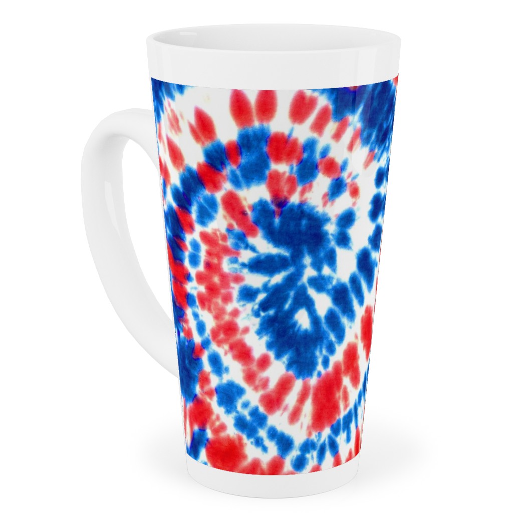 Tie Dye - Blue, Red and White Tall Latte Mug, 17oz, Multicolor