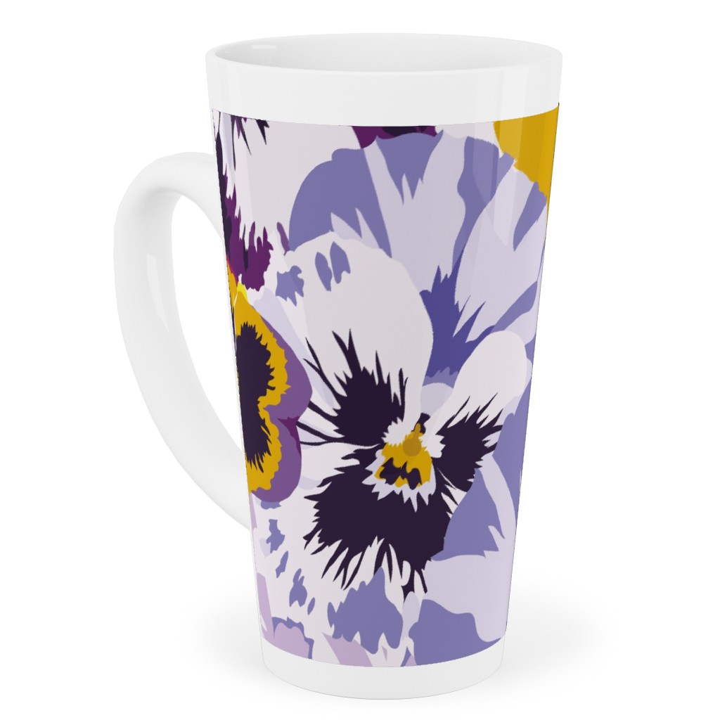 Pansy By Numbers - Purple Tall Latte Mug, 17oz, Purple, Purple