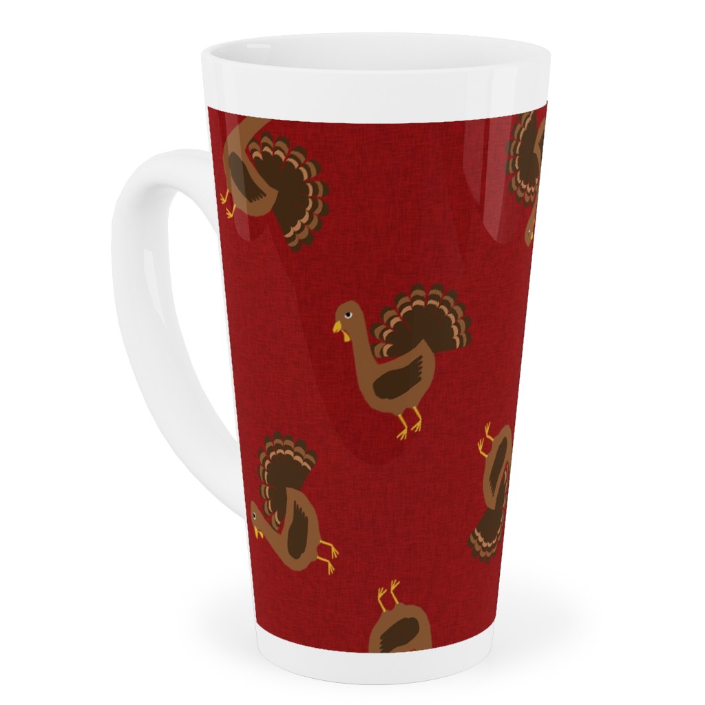 Turkey Toss Tall Latte Mug, 17oz, Red, Sap