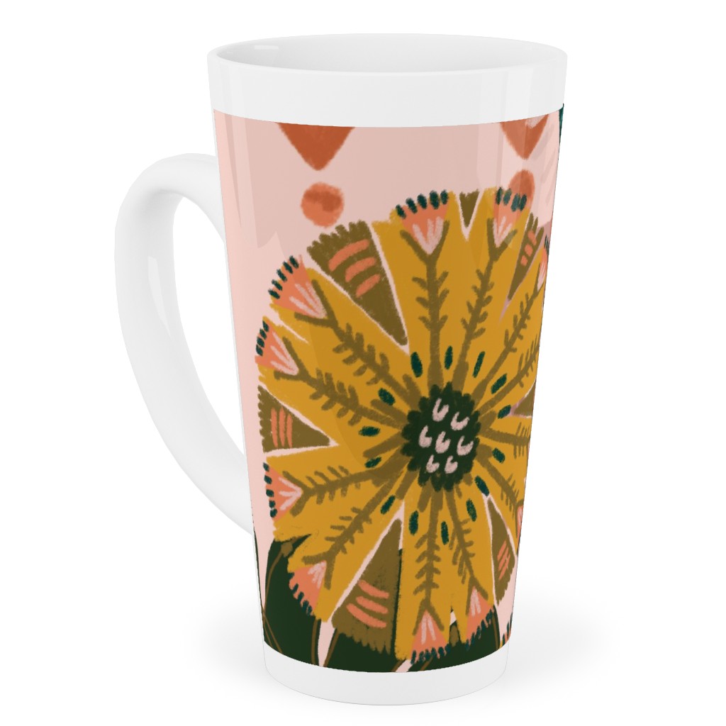 Boho Tropical - Floral - Pink Tall Latte Mug, 17oz, Multicolor