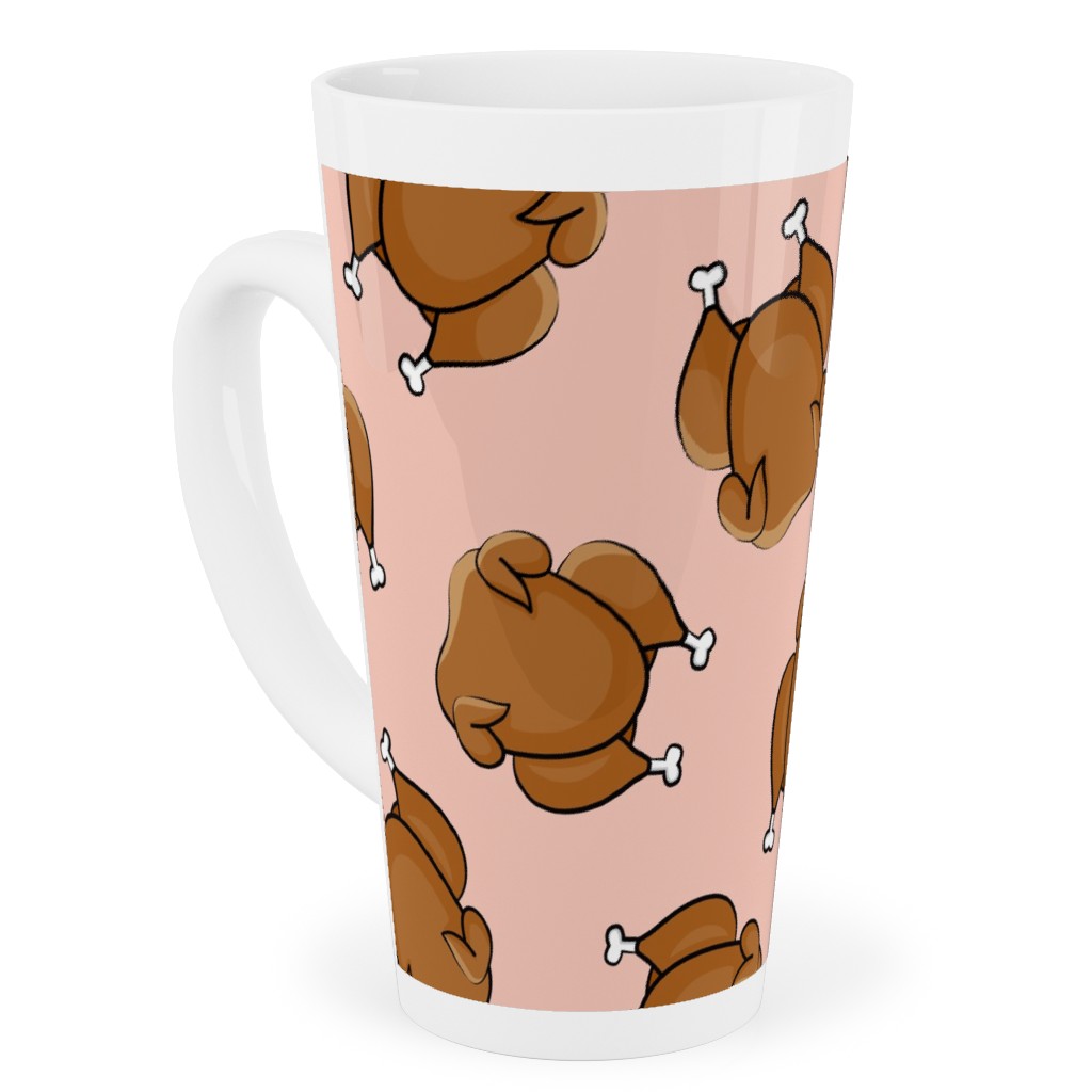 Thanksgiving Day Turkey Toss Tall Latte Mug, 17oz, Pink