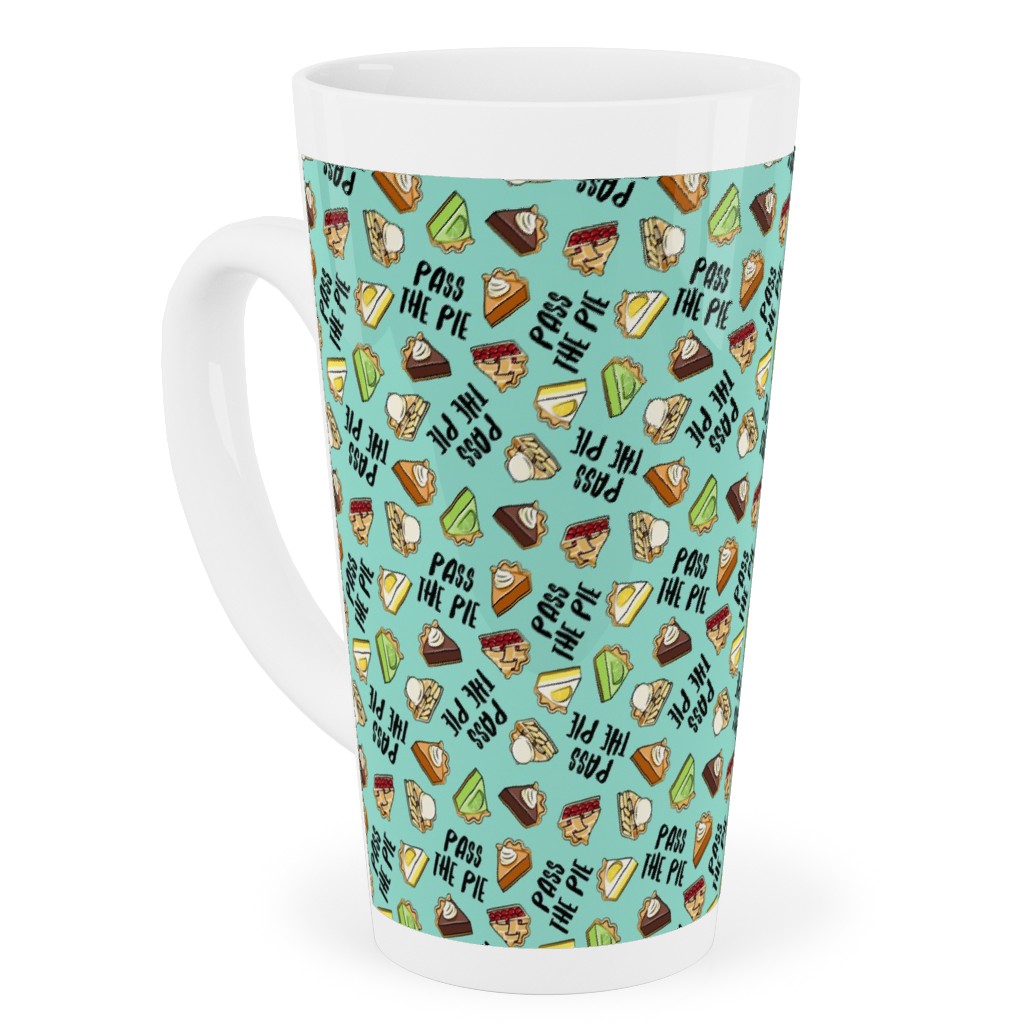 Pass the Pie - Dessert Pie Slice - Aqua Tall Latte Mug, 17oz, Blue