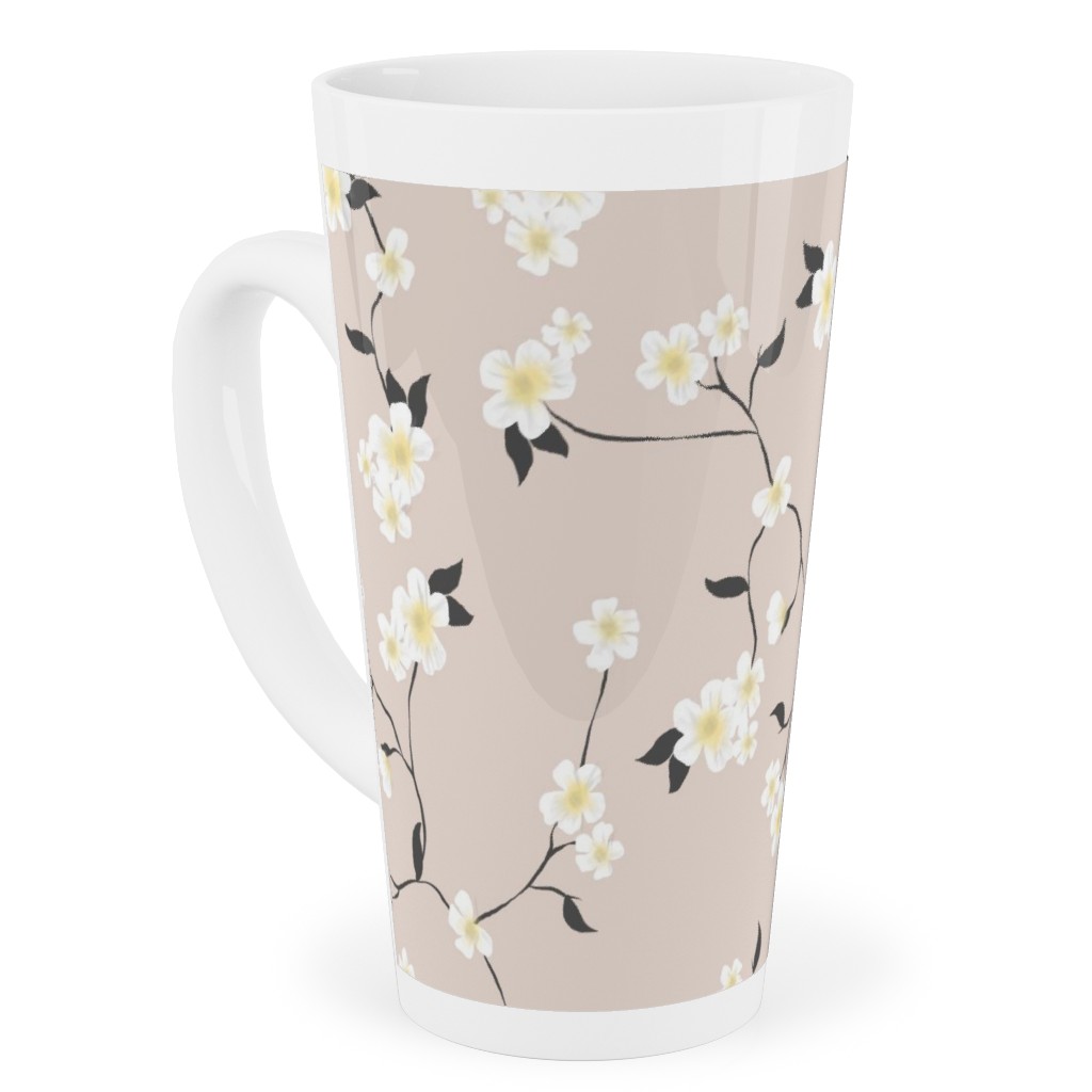 Climbing Flower - Pink Tall Latte Mug, 17oz, Pink, Bright Pink