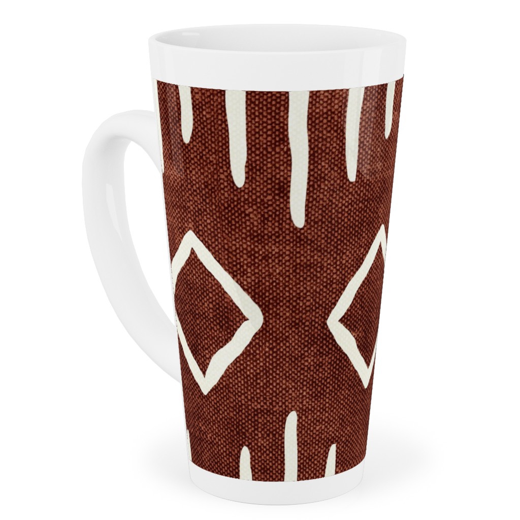 Diamond Mud Cloth Tall Latte Mug, 17oz, Brown