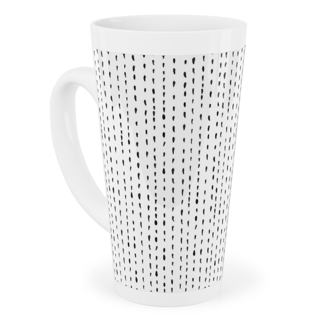 Woodland - Little Dots of Stripes - Black and White Tall Latte Mug, 17oz, White, White