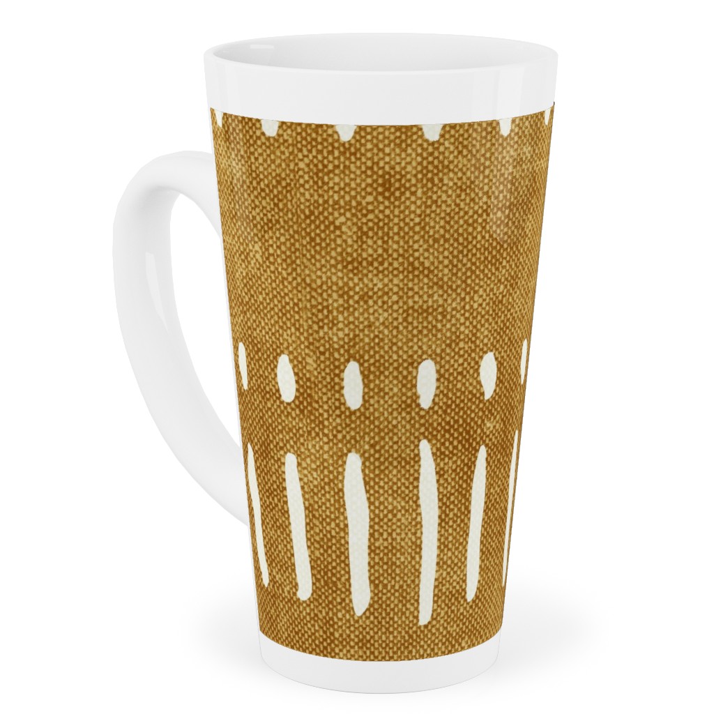 Dash Dot Stripes Tall Latte Mug, 17oz, Yellow, Golden