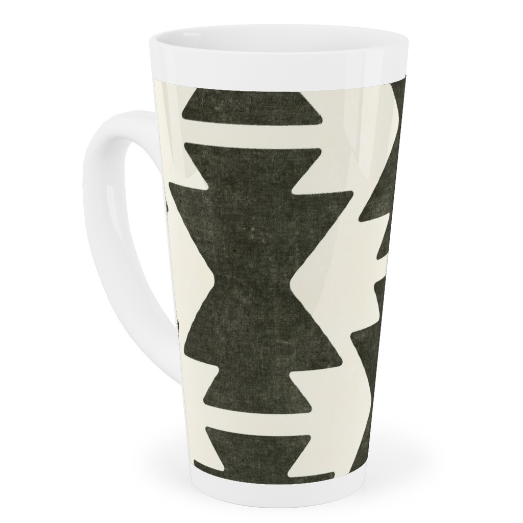 Bohemian Aztec Tall Latte Mug, 17oz, Black, Dark Gray