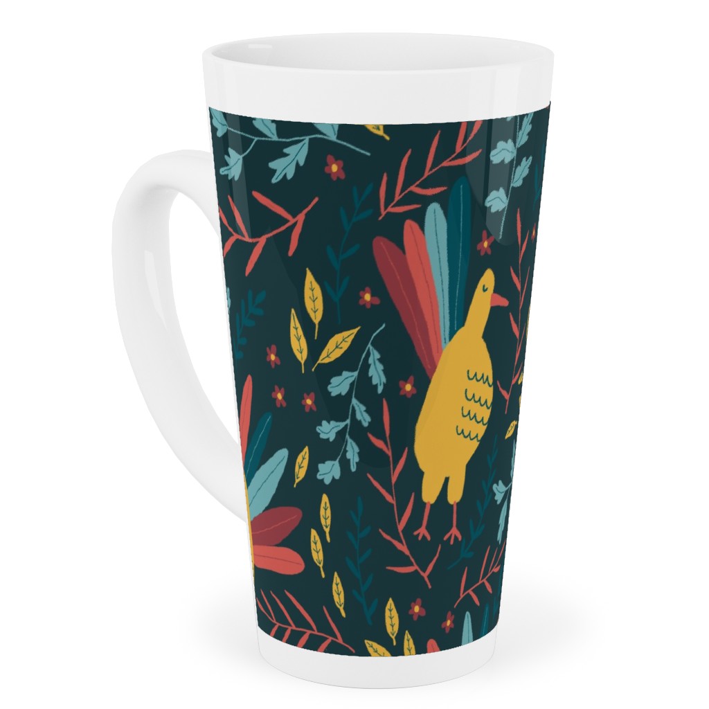 Wild Turkeys Tall Latte Mug, 17oz, Multicolor