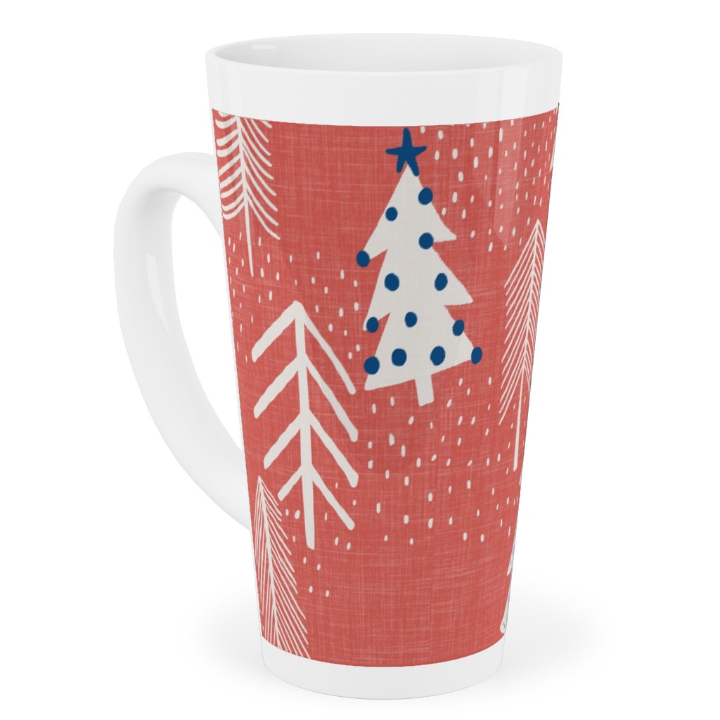 Evergreen Forest Tall Latte Mug, 17oz, Red
