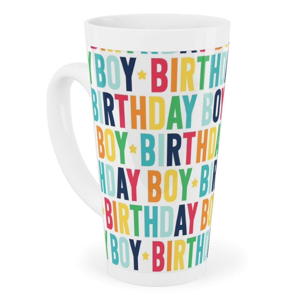 Birthday Boy - Uppercase - Rainbow Tall Latte Mug, 17oz, Multicolor