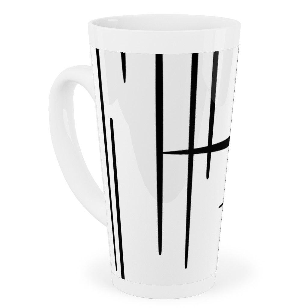 Abstract Line Pattern Tall Latte Mug, 17oz, White
