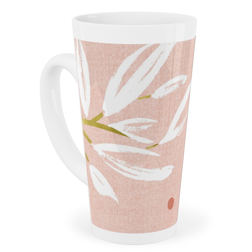 Zen - Gilded Leaves - Blush Pink Large Tall Latte Mug, 17oz, Pink