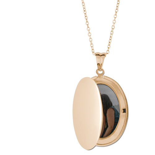 Best Ever Locket Necklace, Gold, Oval, None, Gray
