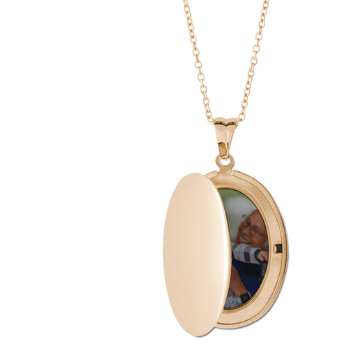 My World Locket Necklace, Gold, Oval, None, Gray