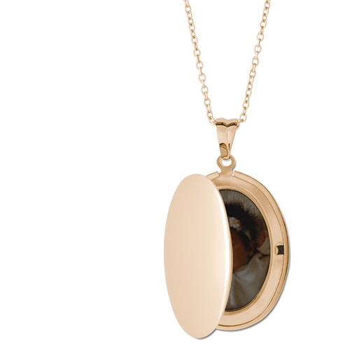 To The Moon Locket Necklace, Gold, Oval, None, Gray