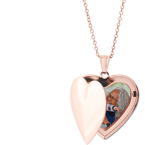 My World Locket Necklace, Rose Gold, Heart, None, Gray