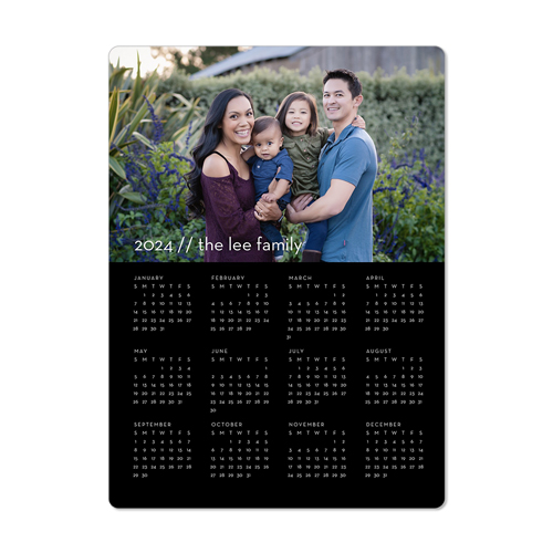Modern Calendar Magnet, 4x5.5, Black
