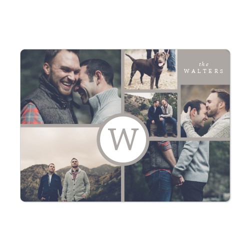 Monogram Grid Magnet, 4x5.5, Gray, stone