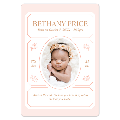 Vintage Stationery Frame Magnet, 3x5, Pink, priscilla