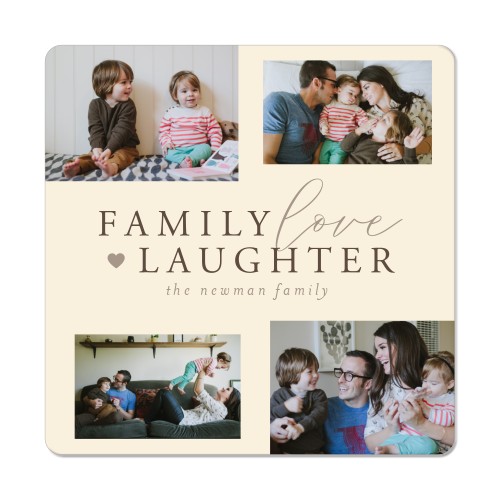 Family Love Laughter Collage Magnet, 3x3, Beige