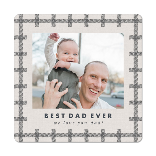 Simple Plaid Border Magnet, 3x3, Gray, gray