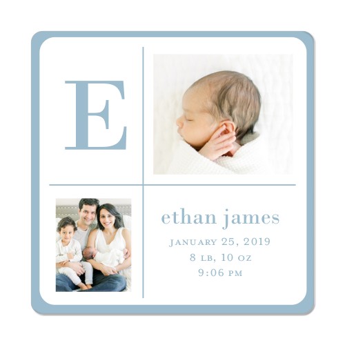 Modern Baby Monogram Magnet, 3x3, Blue