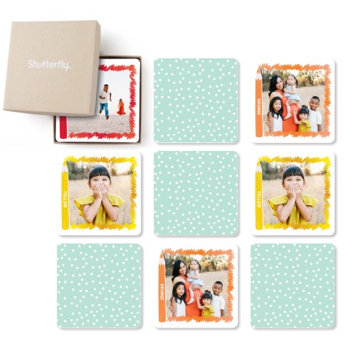 Colorful Sketch Borders Memory Game, glossy, Red