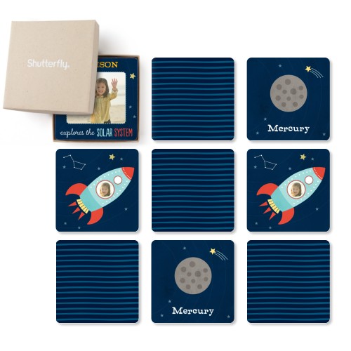 Moon And Stars Planets Memory Game, glossy, Blue