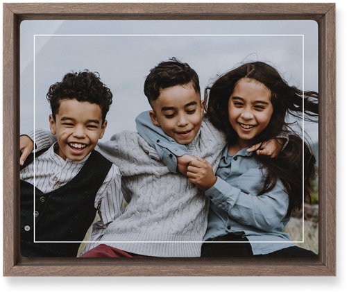 Floating Frame Wall Art, Walnut, Single piece, Metal, 8x10, Glossy, White, white