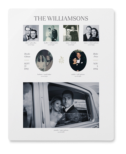 Marriage Family Tree Wall Art, No Frame, Single piece, Metal, 8x10, Matte, White
