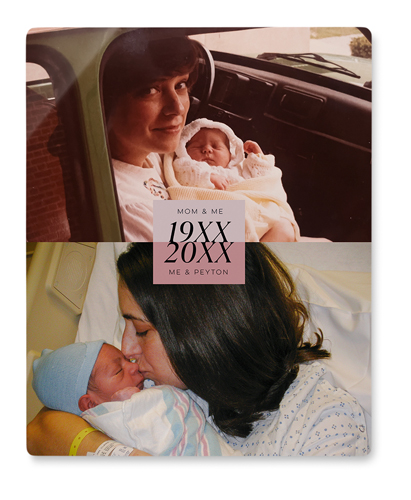Then and Now Wall Art, No Frame, Single piece, Metal, 8x10, Matte, Pink