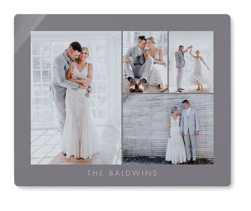 Four Corners Wall Art, No Frame, Single piece, Metal, 8x10, Glossy, Gray, ash