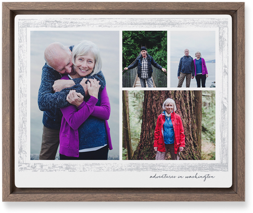 Brushed Border Collage Of Four Wall Art, Walnut, Single piece, Metal, 8x10, Matte, Gray, smoke