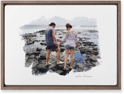 Brushstrokes Wall Art, Walnut, Single piece, Metal, 10x14, Glossy, White, white