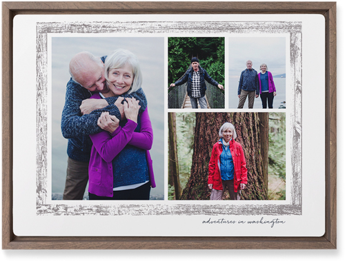 Brushed Border Collage Of Four Wall Art, Walnut, Single piece, Metal, 10x14, Matte, Brown, taupe